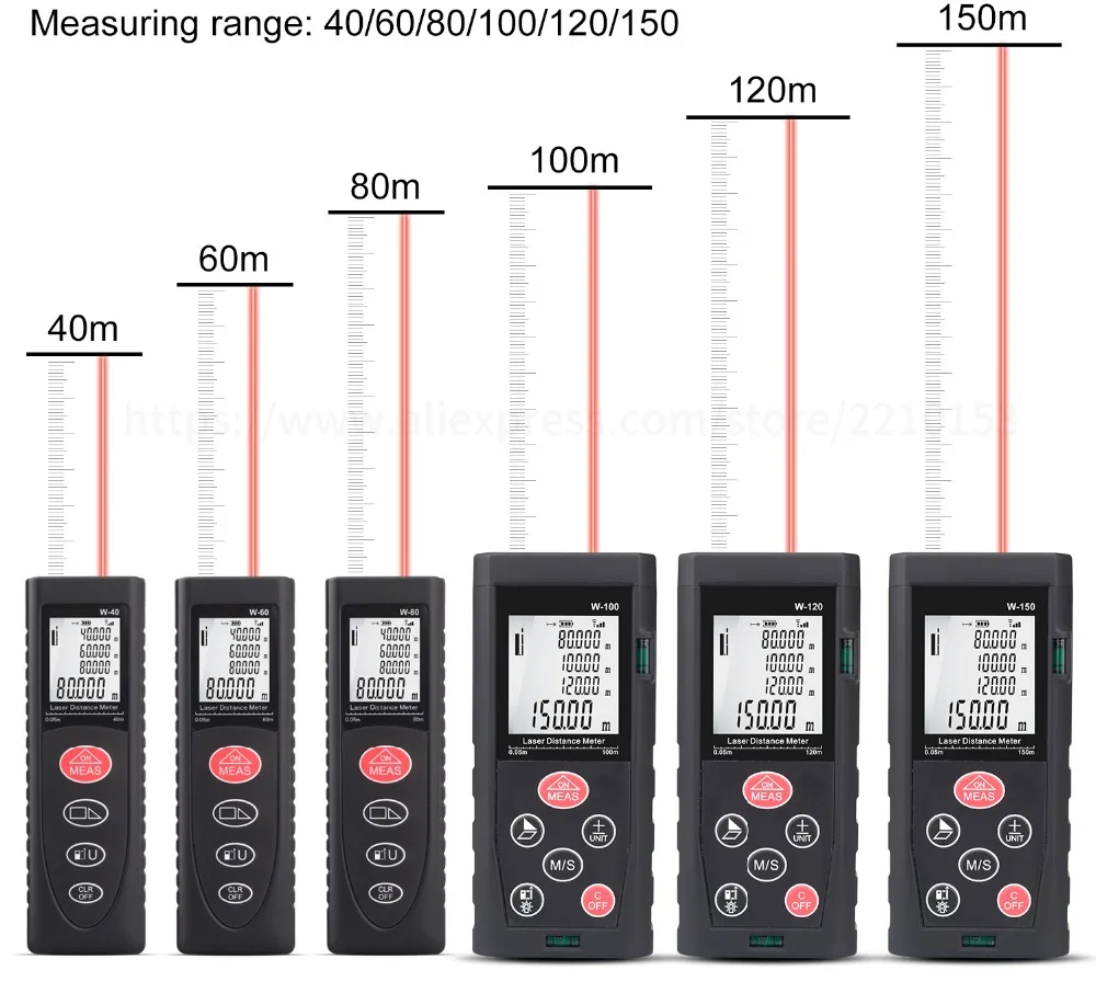 Лазерный дальномер 40м-60м-80м-100м-120м-150м Лазерные дальномеры измерение площади/объем электронный инструмент линейки