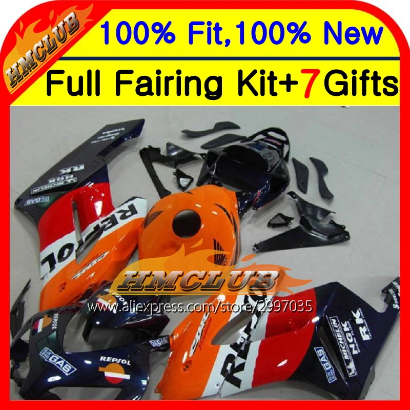 Корпус Red blackInjection для HONDA 04-05 CBR 1000RR 1000 RR 38HM42 Repsol orange CBR1000 04 05 CBR1000RR 2004 2005 обтекатель |