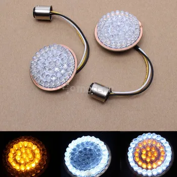 

1pair 2" Amber White 1157 LED Motorcycle Turn Signal Inserts Bullet Style for Harley Davidson 2014-2017 Street Glide Special