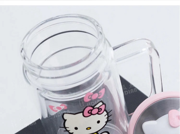 Милая бутылка для питья hello kitty, прозрачная чашка для воды, молока, Kawaii, чашка для чая, для заварки чая, фруктовый заварочный фильтр для путешествий и кофе