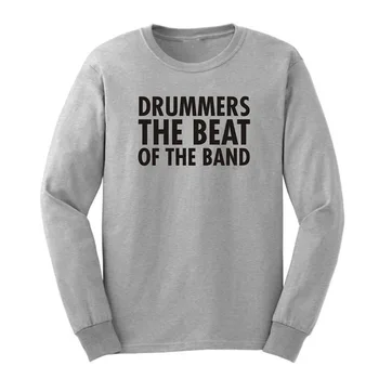 

Loo Show Mens Drummers The Beat of the Band Long Sleeve Adult T-Shirts Casual Men Tee