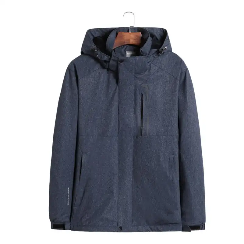 Новая высококачественная зимняя куртка больших размеров 8XL 7XL 6XL 5XL Мужская зимняя хлопковая одежда на молнии сохраняющая тепло снимающаяся шляпа - Цвет: blue