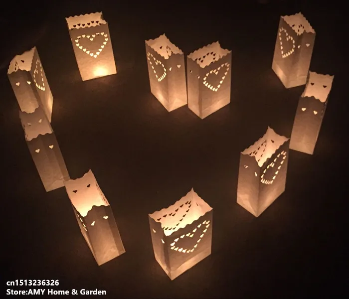 10 шт. свадебные Сердце держатель для чайной свечи Luminaria Бумага Свеча-фонарь для дома подарки на день Св. Валентина вечерние декорацией