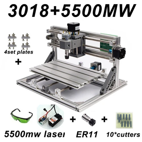 3018 гравировальный станок с ЧПУ CNC3018 withER11 diy гравировальный станок с ЧПУ лазерная гравировка Pcb PVC фрезерный станок деревянный маршрутизатор - Цвет: CNC3018 5500mW laser