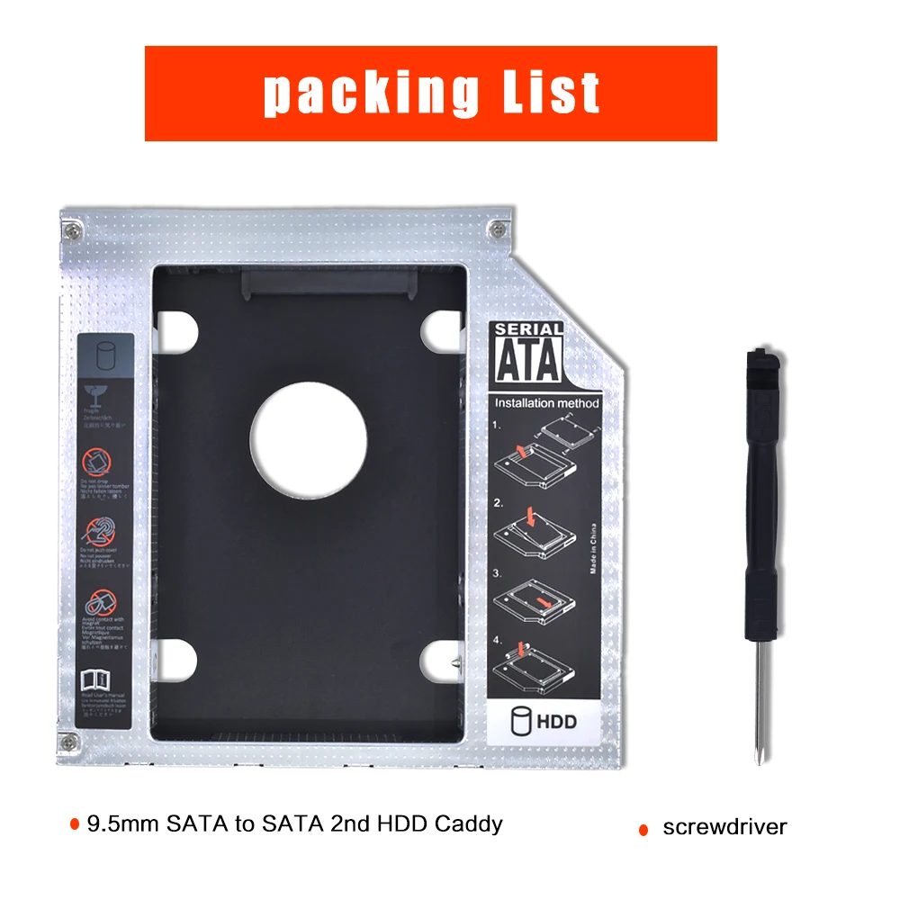 TISHRIC Горячая Распродажа для ноутбука CD DVD привод od 2nd HDD Caddy 9 5 12 7 мм SATA светодиодный