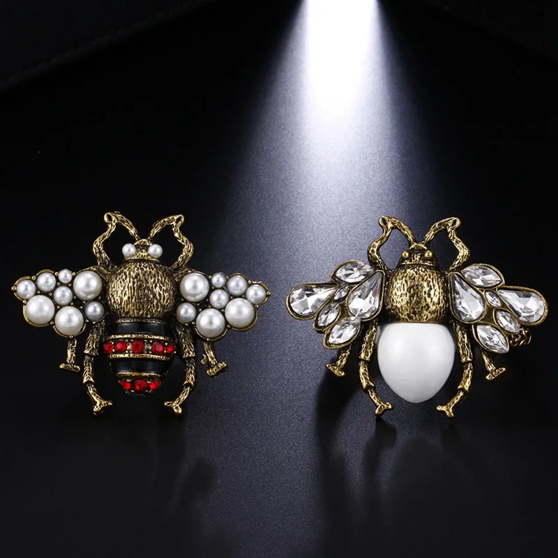 

Jewelry Vintage Bee Simulated Pearl Bee Ring For Women Adjustable Open Ring Freeshipping