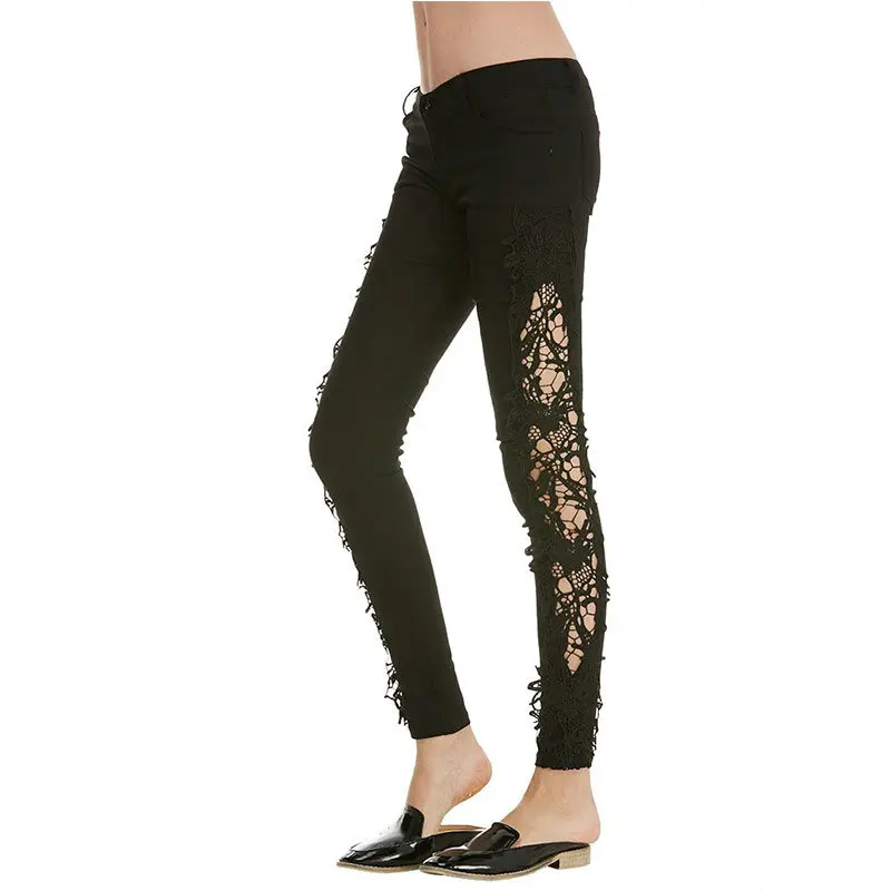 Zogaa, повседневные,, горячая Распродажа, кружевные, с цветочным рисунком, с боковым соединением, стрейчевые, джинсовые брюки, с дырочками, узкие брюки, женские джинсы
