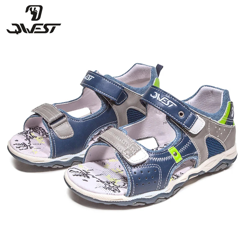 

QWEST(by FLAMINGO) 2018 Mixed Color Spring&Summer Hook&Loop Genuine Leather Insole Casual Outdoor Sandals for boy 71S-XDB-0192