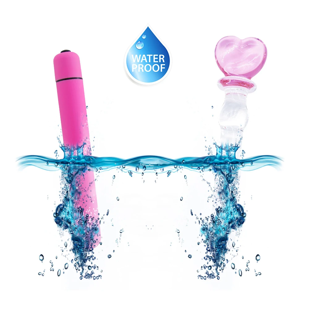 Sex Toys Phallus Vaginal Stimulation Pyrex Glass Dildo Butt Plug with Vibrator Anal Plug Heart Crystal Glass Dildo for Women Gay Sex Toy