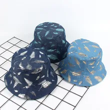 Перо печати Рыбацкая Шляпа Boonie шляпа унисекс взрослый hoed двухсторонняя одежда перо Рыбацкая шляпа Солнцезащитная шляпка для ношения на открытом воздухе muts# C