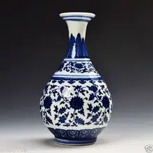 Китайская антикварная голубая и белая фарфоровая ваза, Расписанная вручную, Династия Цин, цяньлонг Марка, ваза для украшения дома