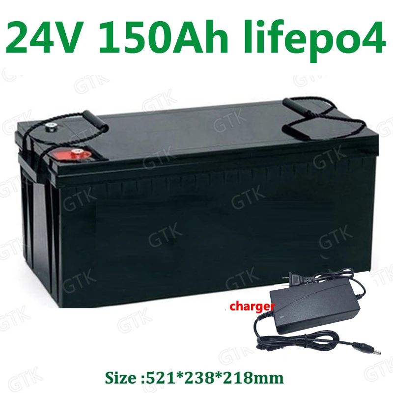 

Waterproof 24V 150AH lifepo4 lithium Battery BMS 8S for 2400w Solar system motorhomes backup power Inverter RV UPS +20A Charger