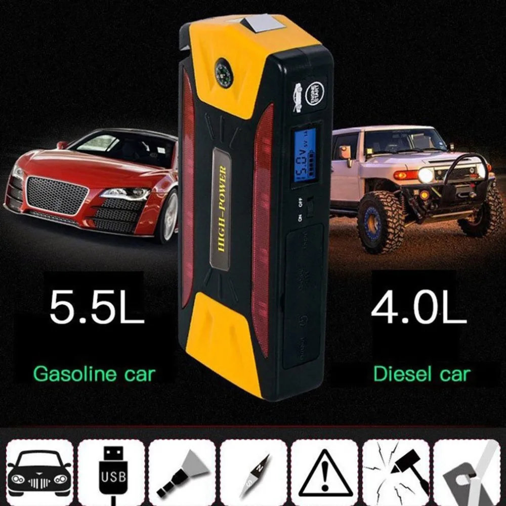Professional 12000mAh Portable Car Jump Starter Battery Booster with USB Power Bank LED Flashlight for Truck Motorcycle Boat