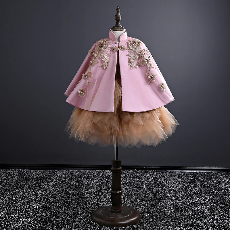 

Birthday Party First Communion Princess Girls Dress Emboridery Elegant Kids Ball Gown Dresses Catwalk Banquet Mesh Vestidos S266