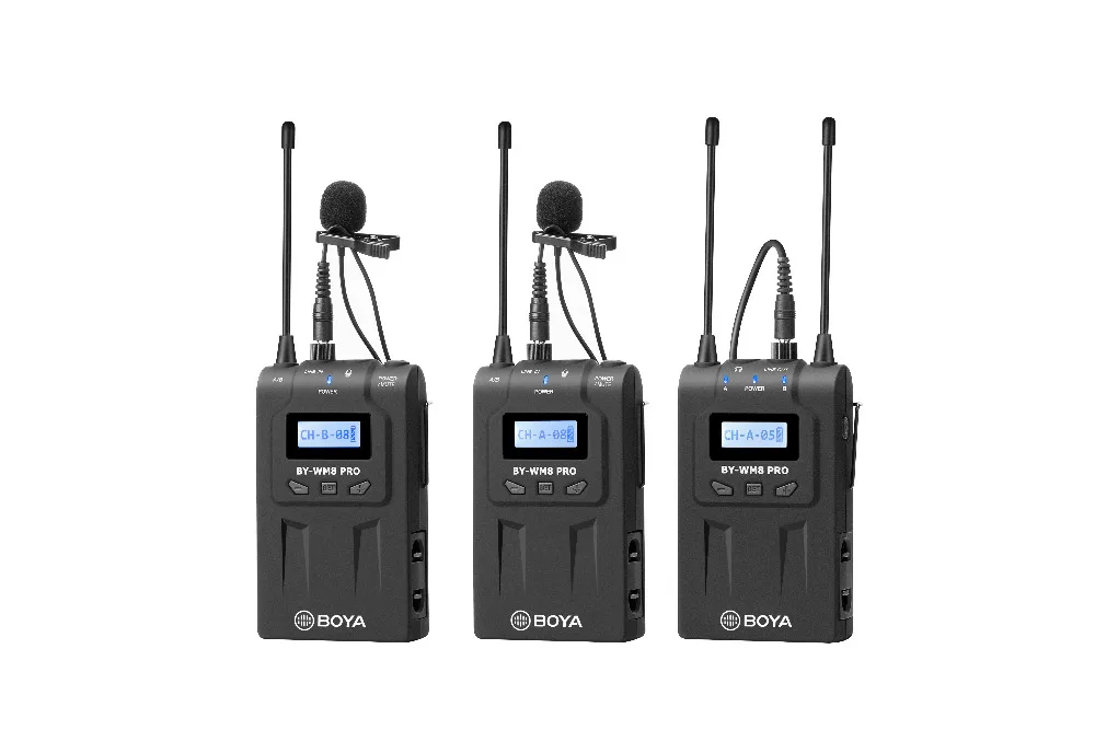 

BOYA BY-WM8 Pro-K2 UHF Dual-Channel Lavalier Wireless Microphone System for Canon Nikon DSLR Camera Camcorder ENG EFP Mic