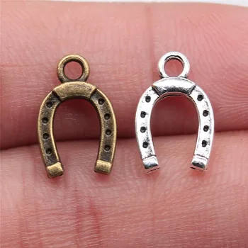 

WYSIWYG 50pcs 14x9mm Horseshoe Pendants Antique Silver Color Horseshoe Pendant Lucky Charm Lucky Horse Shoe Pendant