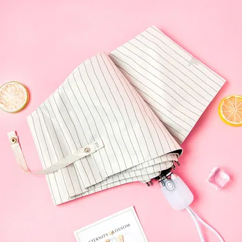 

Wind Resistant Stripe Umbrella Chic Folding Automatic Rain Women Auto Windproof Rain Umbrellas For Men White Coating Parasol
