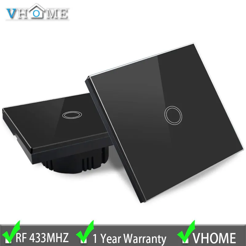 

Vhome Wall Touch Switch,EU/UK Standard 1/2/3 Gang RF433 Remote Control Switch,Smart Life Wireless Remote Control Light Switch