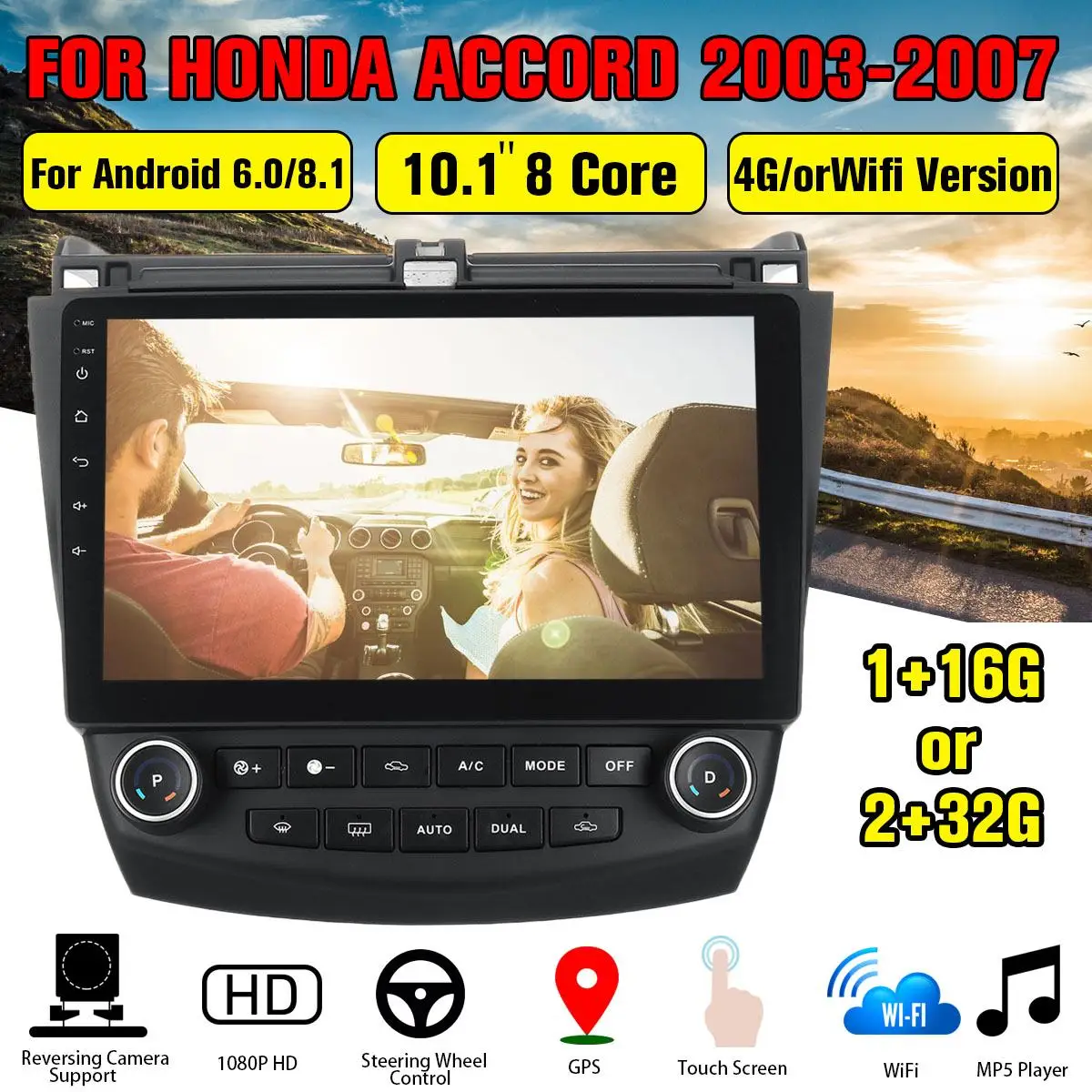 

10.1" Android 8.1 Car Radio 8Core Receiver GPS Stereo Wifi bluetooth RDS Audio For Honda Accords 2003-2007 Multimedia Player