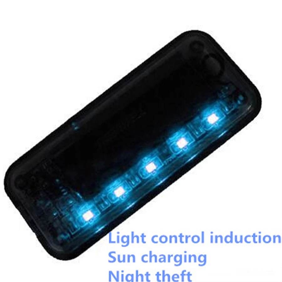Auto Anti Theft Fake Simulated Solar Vibration 6 Blue LEDs Light Car