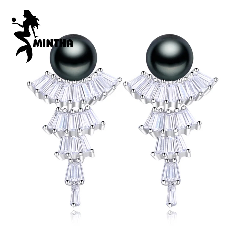 

MINTHA drop Pearl earrings Pearl Jewelry Women 925 sterling silver earrings,party Bohemia Big earrings for love,wedding jewelry