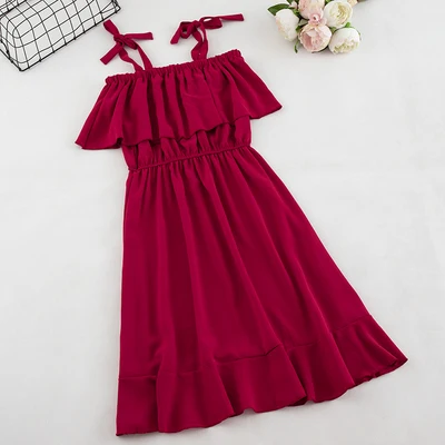 dark red SKOONHEID с открытыми плечами гофрированное платье Женские однотонные Длинные платья отдыха Элегантные линии Лето рукавов шифон Платье с хлястиками - Цвет: dark red