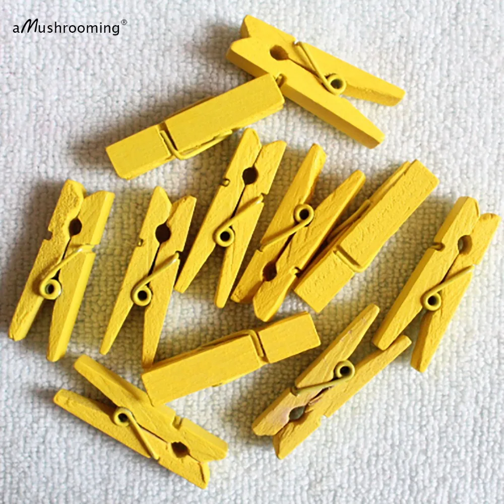 yellow 35mm mini clothespins