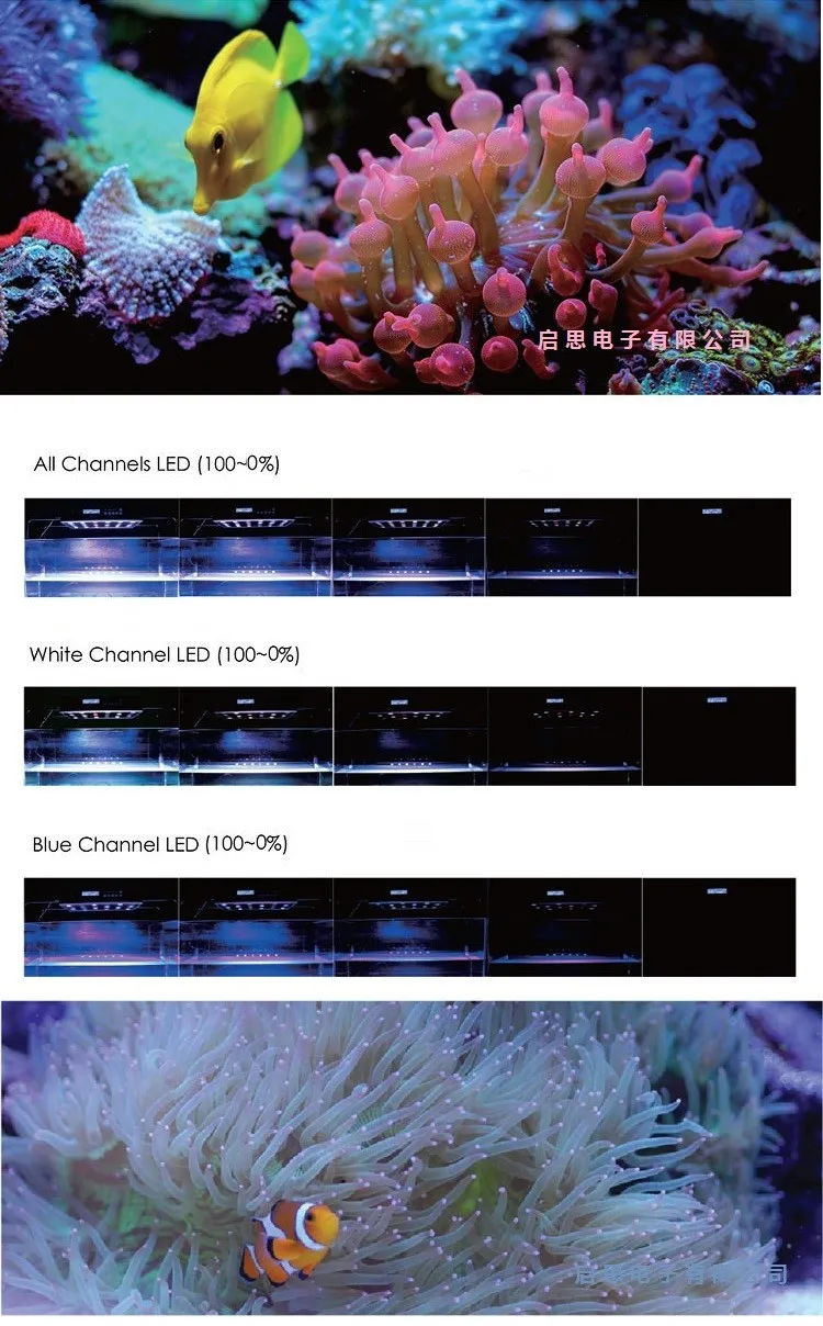 Полный спектр морских коралловых Танк светодиодное освещение Wi-Fi пульта дистанционного управления затемнения и программируемых каналов аквариум лампы