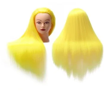 

CAMMITEVER 20'' Long Back Head Yellow Hair Hairdressing Cutting Training Practice Head Salon + Clamp