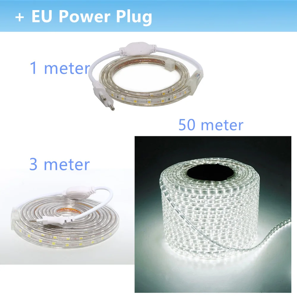 5050 Светодиодная лента 220 В водонепроницаемый гибкий светодиодный светильник 220 В лампа 1 м 2 м 3 м 4 м 5 м 6 м 7 м 8 м 10 м 12 м 15 м 20 м 23 м 24 м 26 м 27 м 28 м 29 м 33 м