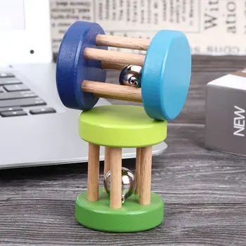 

1Pc Colorful Wooden Baby Rattle Toy Hand Shake Bell Educational Toy Kid Gift