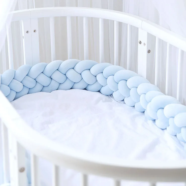 Blue IMBABY, 4 косички, 2,2 м, узел, мягкий бампер для детской кровати в кроватку, боковая косичка, коврик для детской кроватки, защитный бампер для детской комнаты - Цвет: Blue