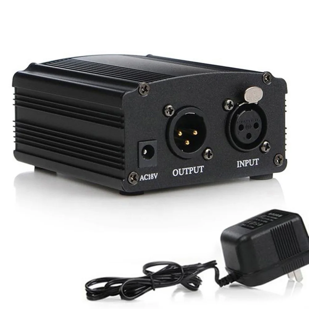 Newly 48V Phantom Power Supply With Adapter And XLR Audio Cable For Any Condenser Microphone Music Recording Equipment US Plug