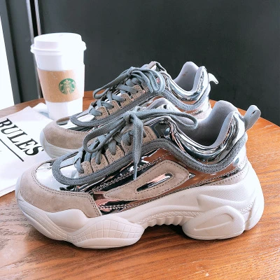 Femme Women Platform Shoes Up Pink White Female Trainers Heel Dad Casual Shoes Femme Women Platform Shoes Up Pink White Female Trainers Heel Dad Casual Shoes