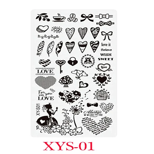 1Pec дизайн ногтей штамп Хэллоуин Мультфильм полоса животные Цветы Кружева штампы трафареты для ногтей лак пластины шаблон TRXYS01-20 - Цвет: XYS01