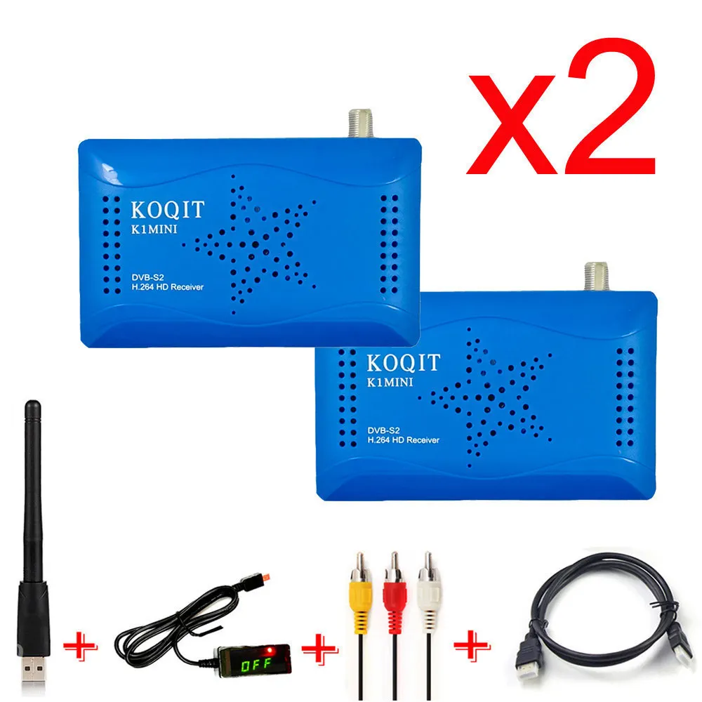 Two Units Koqit DVB-S2 цифровая ТВ коробка Интернет спутниковый ресивер тюнер DVB S2 Wifi антенна AC3 декодер Biss ключ VU Youtube плеер - Цвет: Two Units