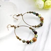 Pendientes bohemios de cuentas de madera con diamantes de imitación para mujer, aretes redondos exagerados, cuentas Retro, joyería de vacaciones ► Foto 3/6