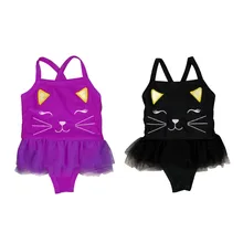 Купальник для девочки бикини мультфильм сетки сиамские одежда для маленьких девочек Детские купальники модные пляжные купальники для купания