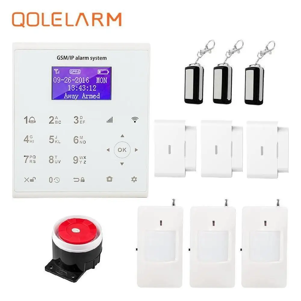 Kit3 Qolelarm U8 wifi GSM SMS домашняя охранная система сигнализации pir детектор движения приложение контроль вибрации окно сигнализация обрыва провода 433 МГц - Цвет: Kit3