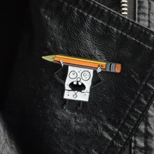 Desenhos animados personagem e lápis duro esmalte pino lapela pinos broches mochila saco jaquetas acessórios masculino