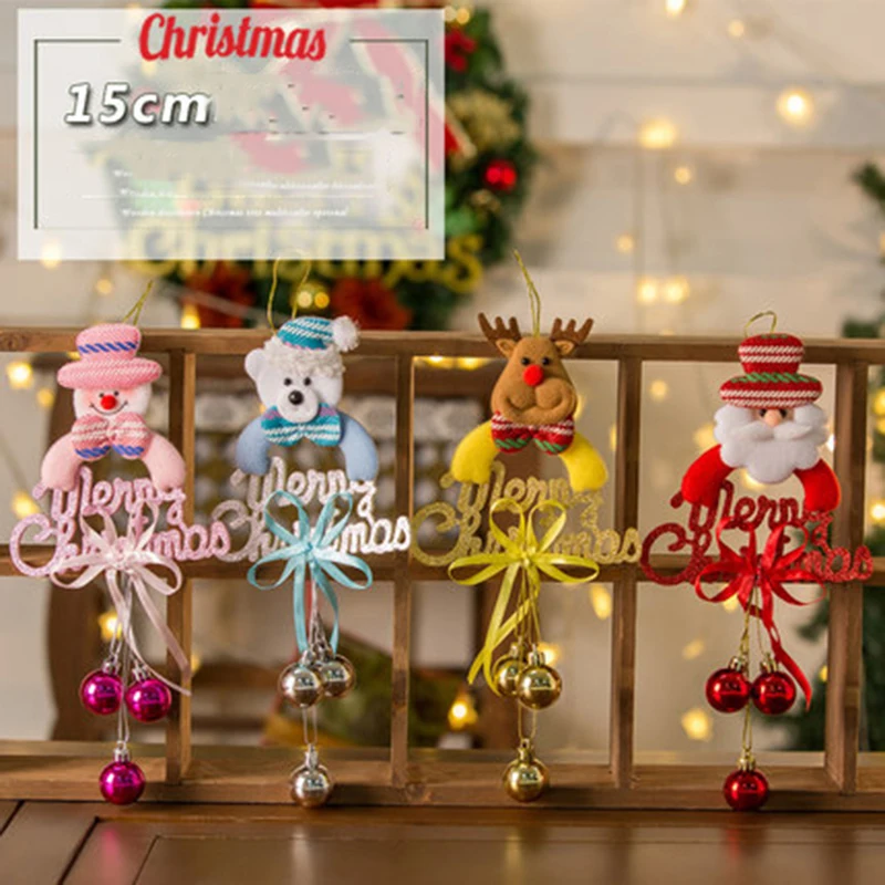 

Christmas tree ornaments plush dolls English alphabet Old man Snowman deer Christmas decoration rings
