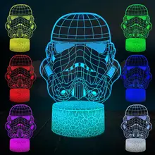 Cartoon Stormtrooper White Knight 3D Lamp LED USB Mood Star Night Light Multicolor Touch Remote Change Table Desk Gift Kid 3d holiday gift 7 color change mood led islam lamp god allah bless quran arabic modeling desk usb night light kid sleep lighting