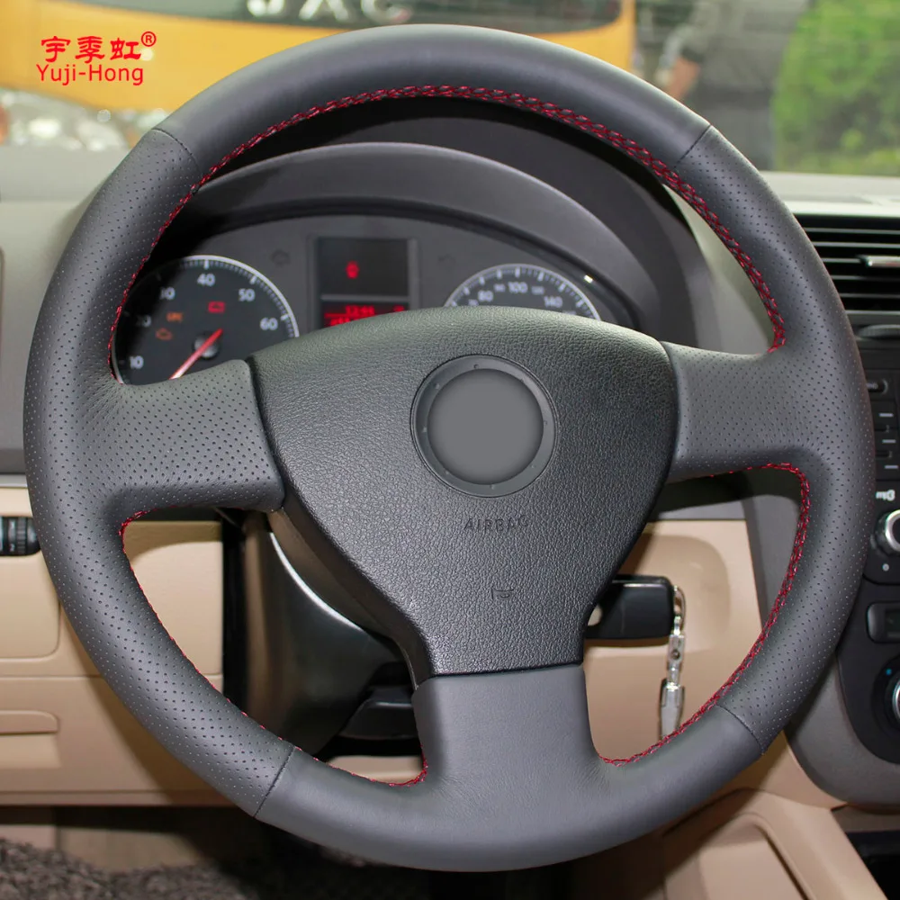 PONSNY Чехлы рулевого колеса автомобиля чехол для Volkswagen VW Bora Polo Touran Magotan 2006-2011 искусственная кожа прошитая вручную