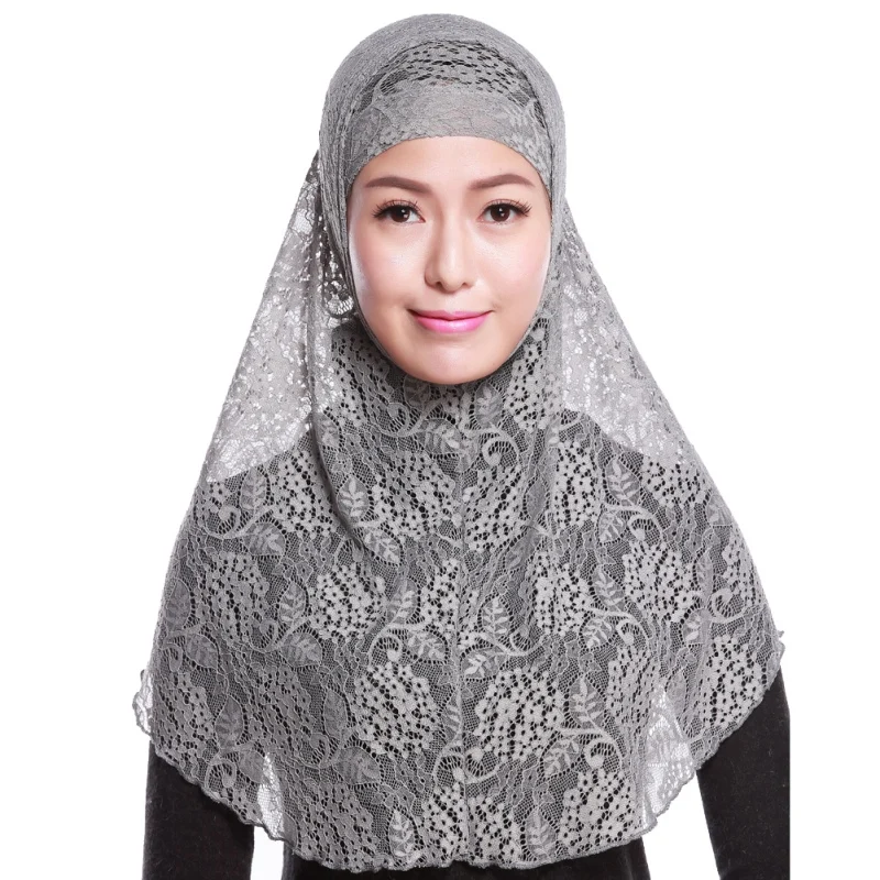 

2 Pieces Head Neck Cover Muslims Women's Hijabs 2018 Lace Under Scarf Hat Cap Inner Hijabs Women Inner Cap Hat + Outer Cloak