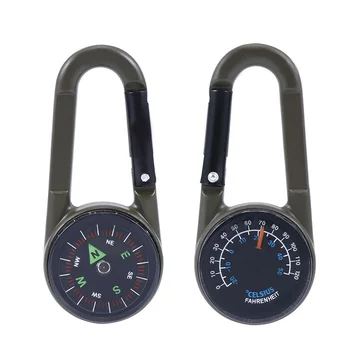 

1pcs Keychain Multifunctional Camping Hiking Metal Carabiner Mini Compass Thermometer Sporting Outdoor Survival Tools