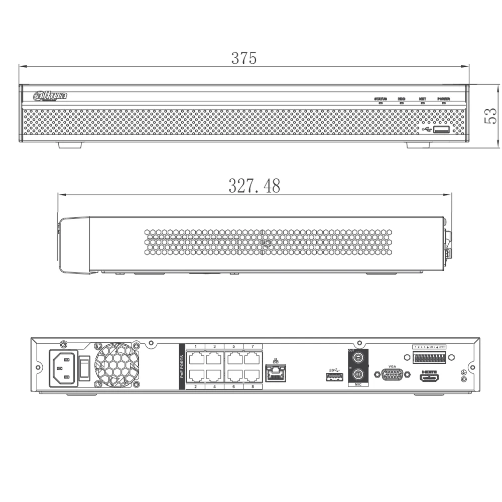 Сетевой видеорегистратор Dahua NVR4208 8P 4KS2 NVR4216 16P NVR4232 с порт PoE 4K Разрешение H.265 для IP