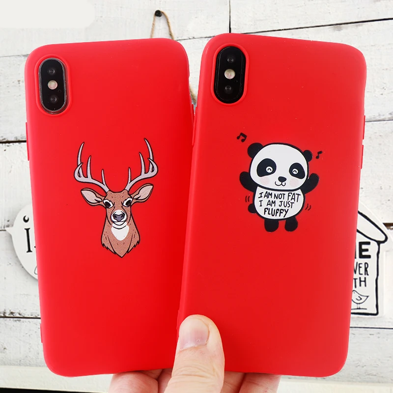 Модные телефонные Шкафы для IPhone X XS MAX XR 8 7 6 S Plus с милой пандой олень мягкий