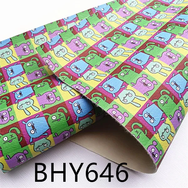 BHY646 7,6*12 дюймов мультфильм печати искусственная кожа для DIY аксессуары BHY645 - Цвет: BHY646