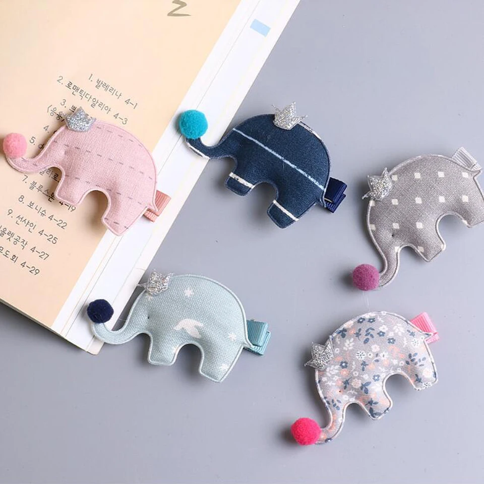 Crown Elephant Fashion Hair Clips Partially Lined Alligator Hairpin