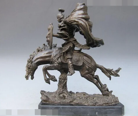 

004112 Chinese Pure Bronze Three Kingdoms ZhaoYun warrior Statue